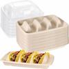 50Pcs with Lid Disposable Taco Plates 3 Compartments Taco Serving Tray Taco Holder  School