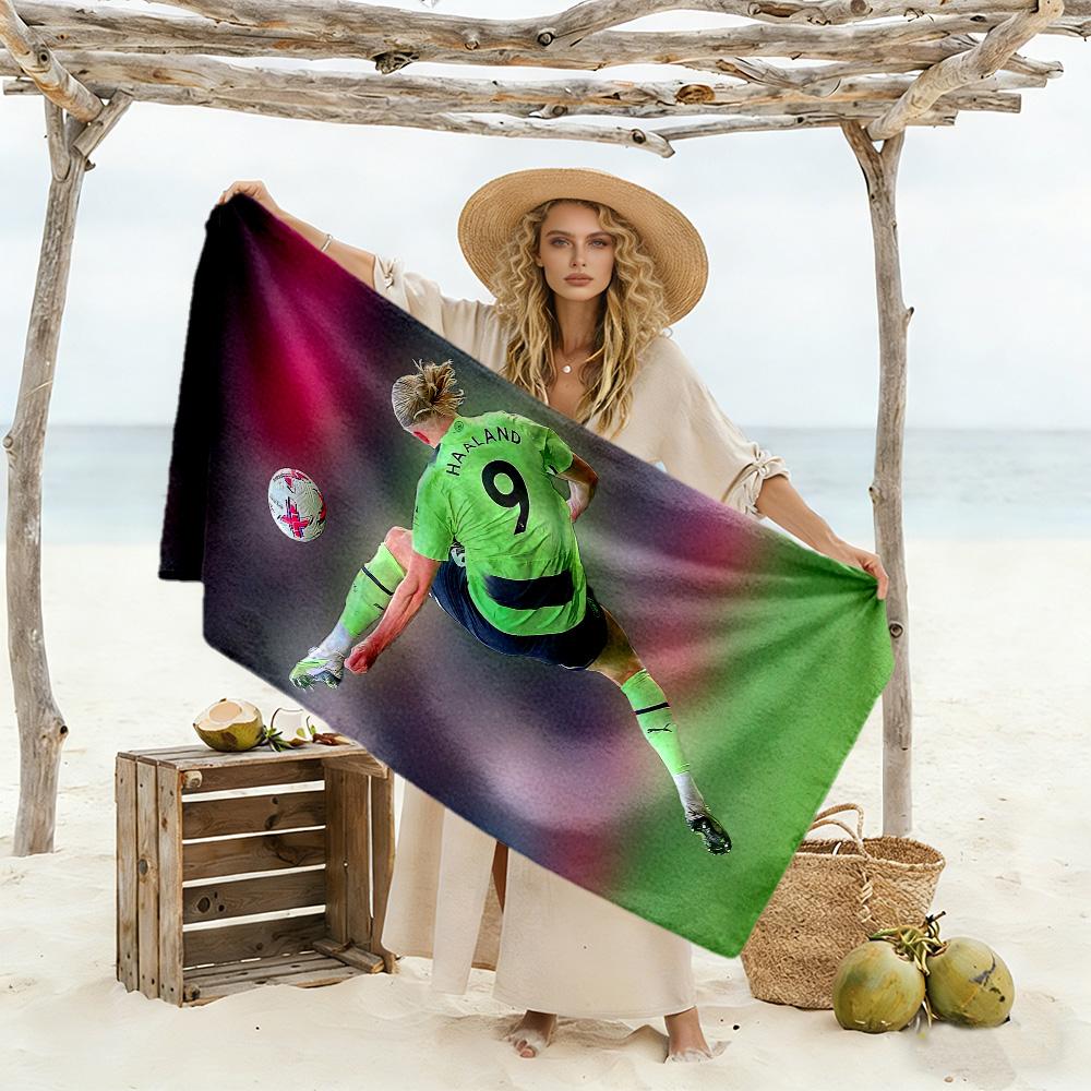 Haaland Fan Beach Towel Quick-Dry Soft Microfiber Comfortable Lightweight Suitable for Swimming, Gym, Camping, Yoga Vacation