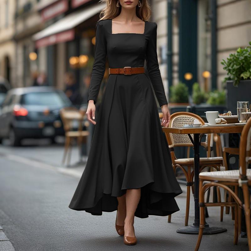 

ZANZEA Женское повседневное платье с элегантным квадратным вырезом и длинными рукавами 5XL чёрный