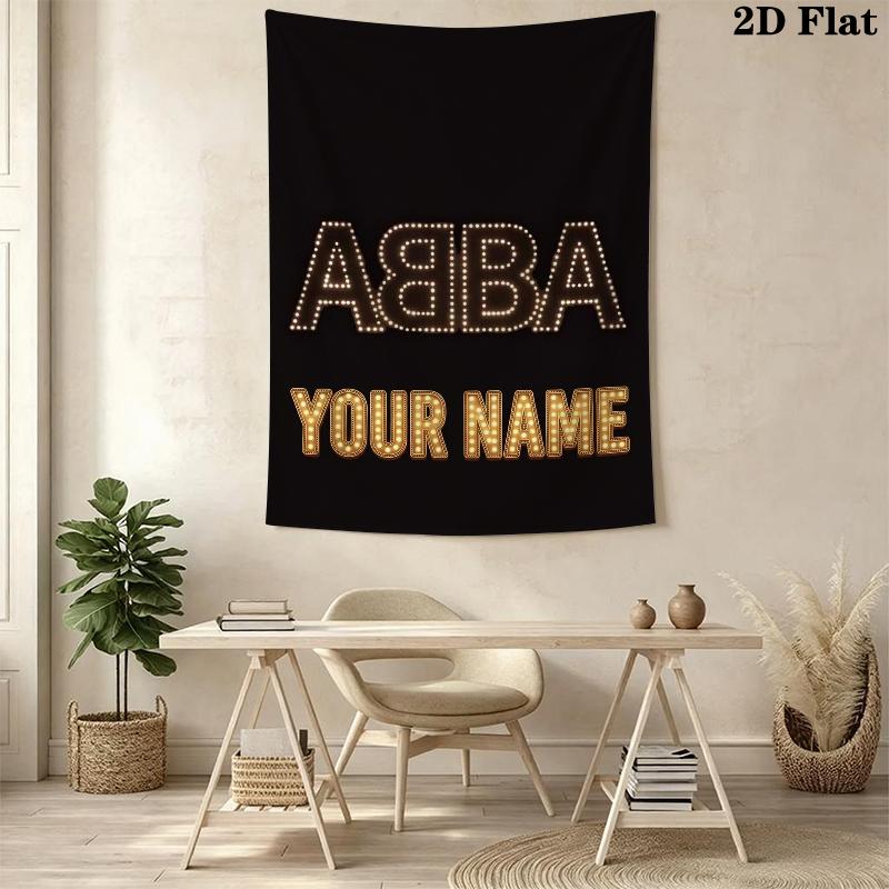 Custom Name ABBA Wall Tapestry Aesthetic Wall Hanging Printed Fabric Blanket Decorative Tapestries for Bedroom Living Room Home Decor