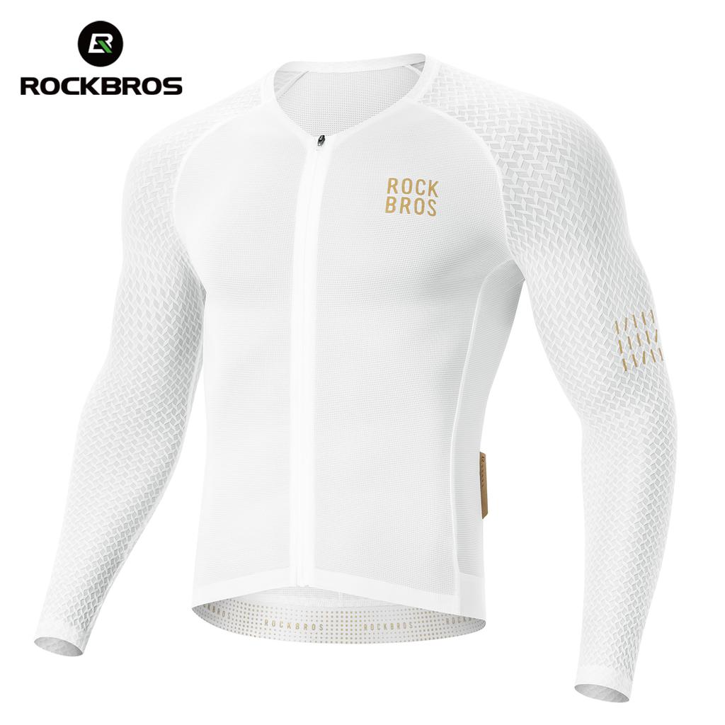 ROCKBROS Radtrikot Frühling Herbst Leicht Hohe Elastizität Langarm Fahrradtrikot Feuchtigkeitstransportierend Atmungsaktiv MTB Bike Trikot