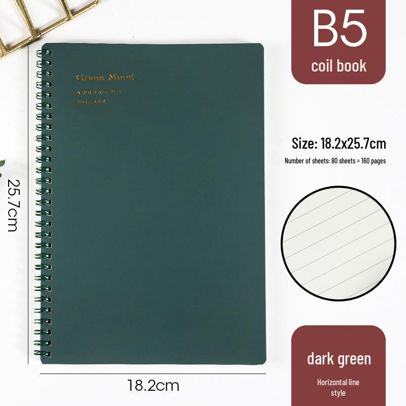 Morandi Coil Notebook with Frosted PP Cover and Horizontal Line Grid for Students