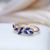 New Blue Natural Zircon Ring For Women Trendy  Rose Gold Leaf Ring Romantic Vintage Wedding Jewelry Fashion