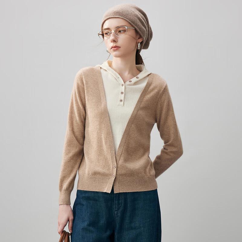 Kemengboka Women's Hooded Colorblock Cashmere Sweater
