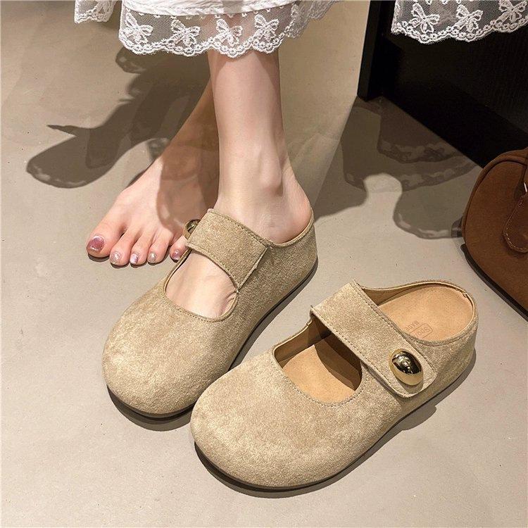 Retro Fashion, Baotou Mary Jane, Half Slippers, Women's Outerwear, Summer 2025, New Style, Boken Shoes, Thick Sole, Boken Sandals