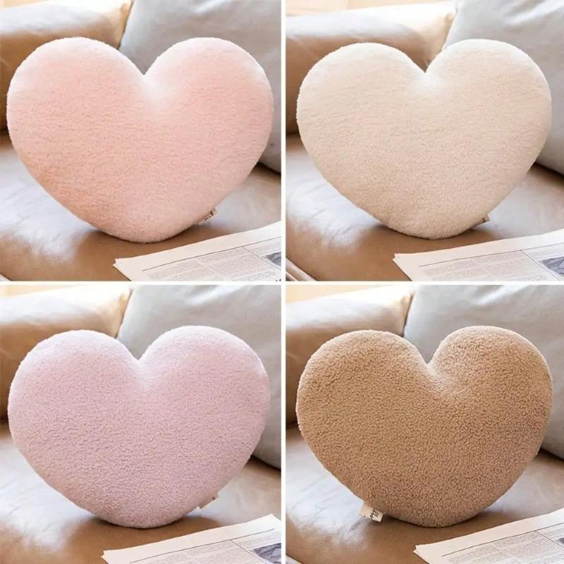 1PC 30×40cm Soft Pink Heart Pillow Cute Decorative Cushion for Valentines Day Birthday Gift Indoor Office Sofa Bed Waist Support
