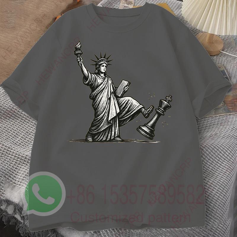 No Kings T Shirt Statue of Liberty Mens Tracksuit Cotton Casual Sportswear ONeck Pullover Short Sleeve Tops Summer Streetwear