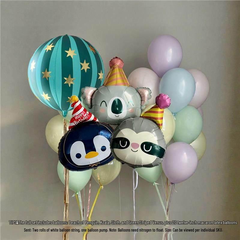 Cute Cartoon Animal Foil Balloons for Baby's First Birthday or Children's Festival Decorations