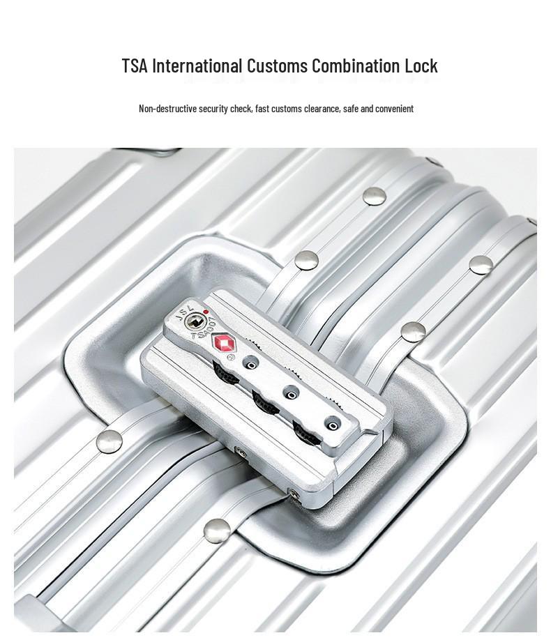 Valiză de cabină din aliaj aluminiu-magneziu, geantă de călătorie unisex cu troler, valiză de călătorie complet metalică, design durabil și elegant