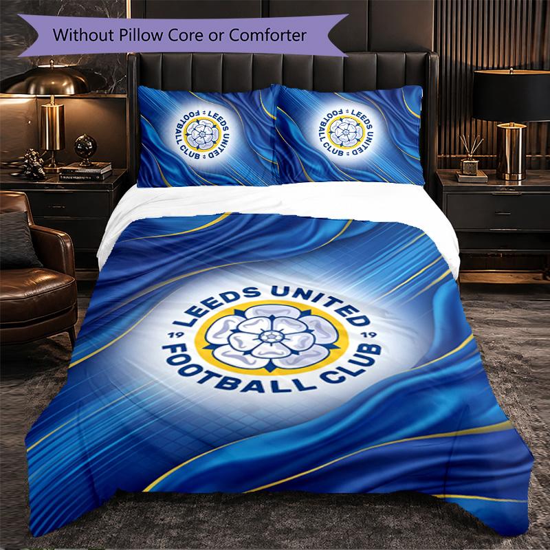 Biancheria da letto a tema Leeds United Set 3 Pezzi Copripiumino Biancheria da letto Decorativa Per Camera Adolescenti Decorazione Casa