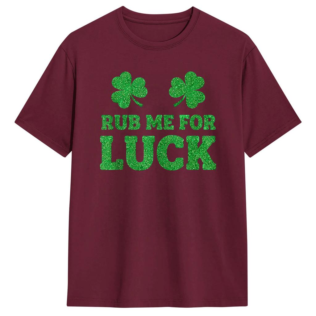 StPatricks Day Rub Me for Luck Shamrocks Shenanigans Mens T Shirts Casual Tees Short Sleeve TShirts Cotton Printed Clothing