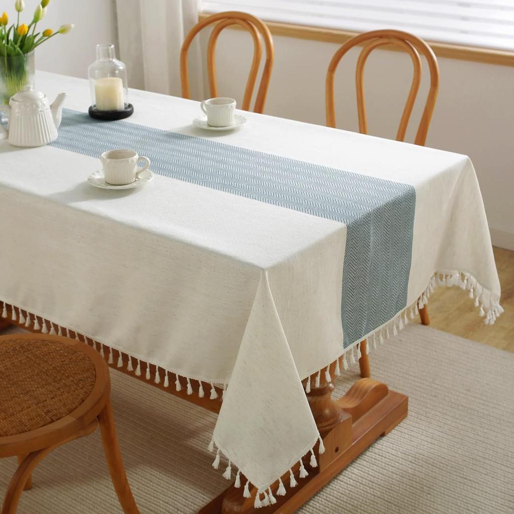 Tablecloth Ins European And American Style Lace Cotton And Linen Fabric Striped Simple Square Dining Table Mat Coffee Table Tablecloth Ins Style