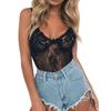 New Women's Fashion V-Neck Sleeveless Stretchy Halter One Piece Lace See Through Lingerie Plus Size Body Suits Tops