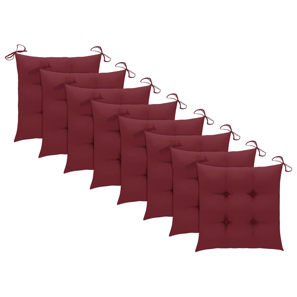 Folding Garden Chairs 8 pcs with Cushions Solid Acacia Wood