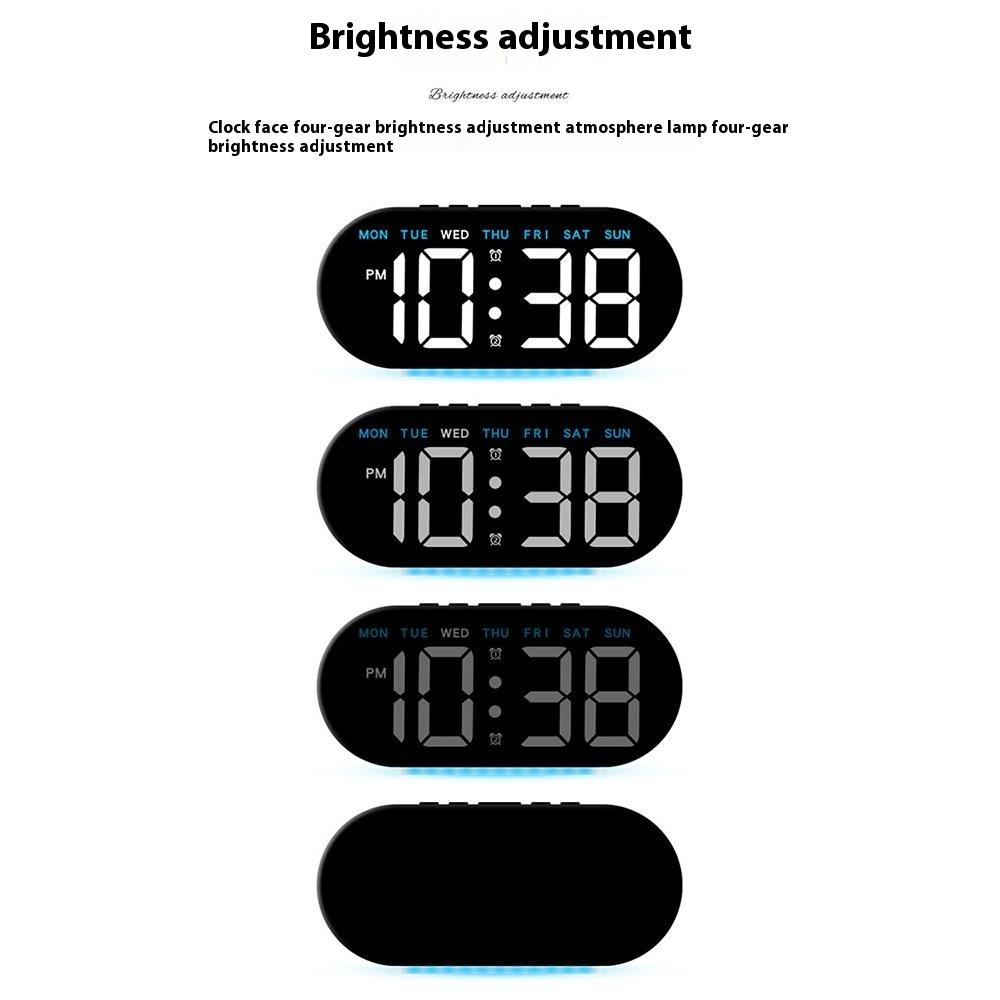 GH8035 Multifunctional LED Digital Alarm Clock Large Display Bedside Clock with Ambient Light