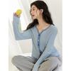 2026 Spring/Summer Blue Color Block Slim Fit Knit Cardigan - Women's Versatile Thin Layer Top