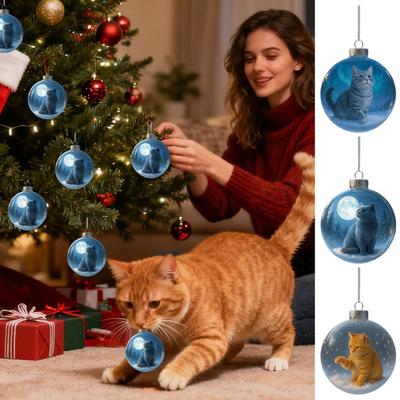 Cat Christmas Tree Ornament Ball Ornament Decoration Cat Ball Christmas Tree Pendant For Holiday Winter Indoor Home Living Room