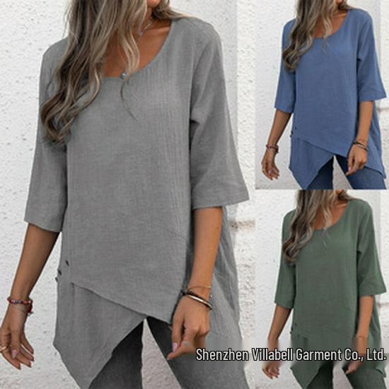 Summer 2020 Women's Camouflage Print Loose Dress - Round Neck, Short Sleeve, European & American Style