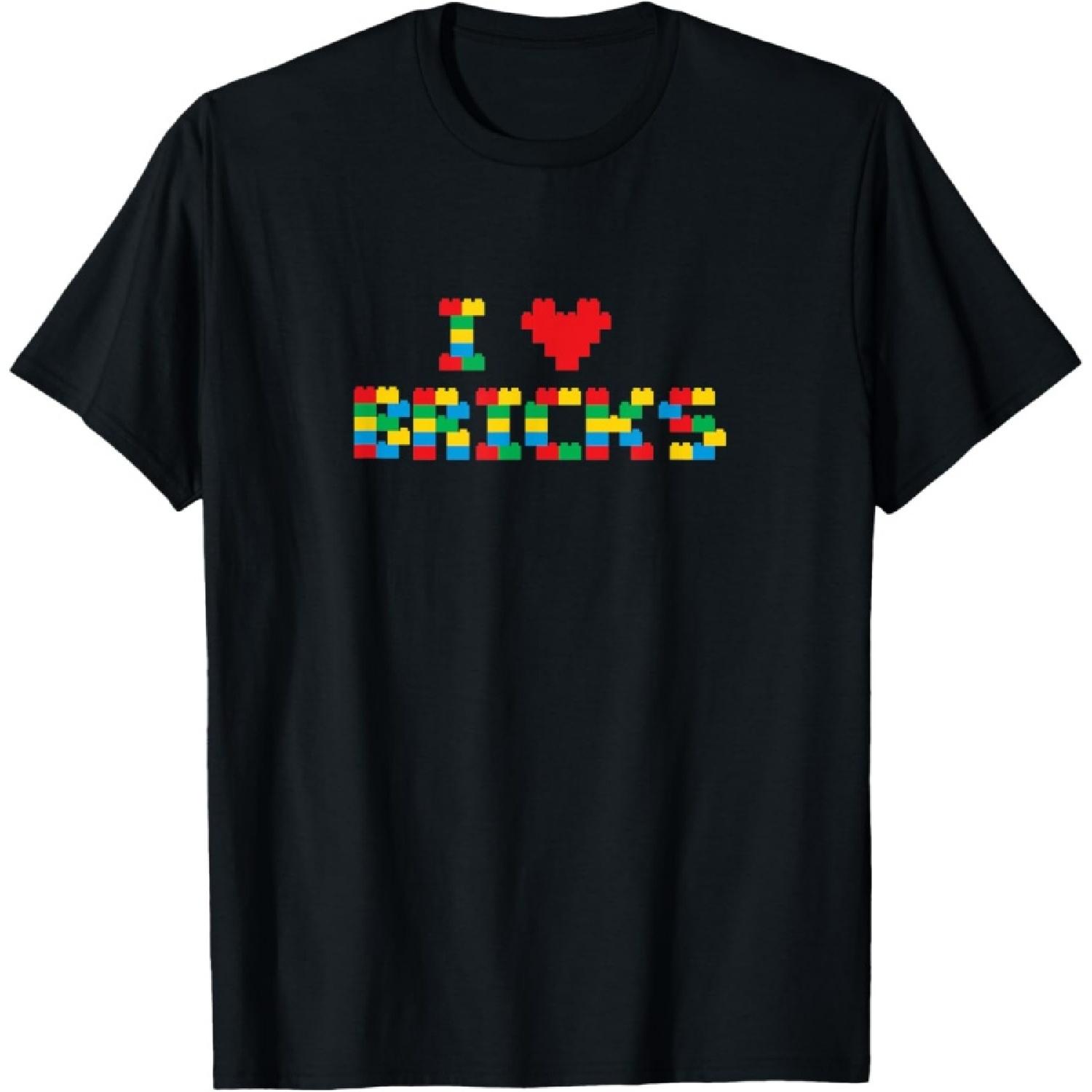 I Love Bricks Builder Kids Boys Funny T-Shirt S