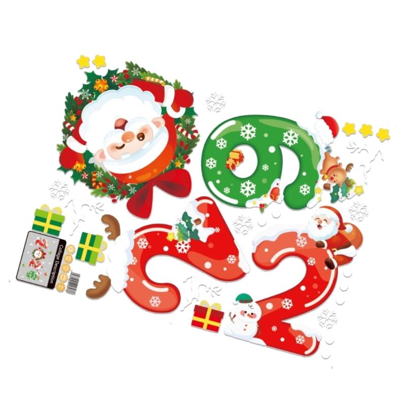 2026 Christmas DIY Window Decal With Santa Motifs PVC Materials Kid Friendly
