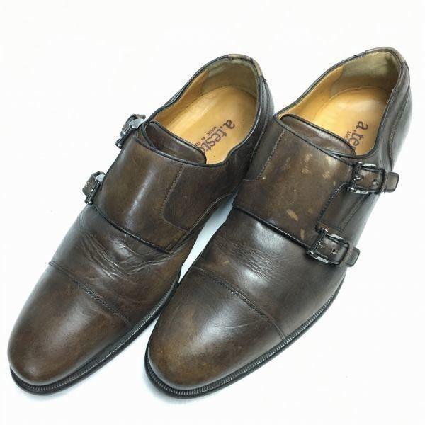 a.testoni Made in Italy Double Monk Strap Business Shoes Brown Size 7.5 (25.5cm) Men's(USED)