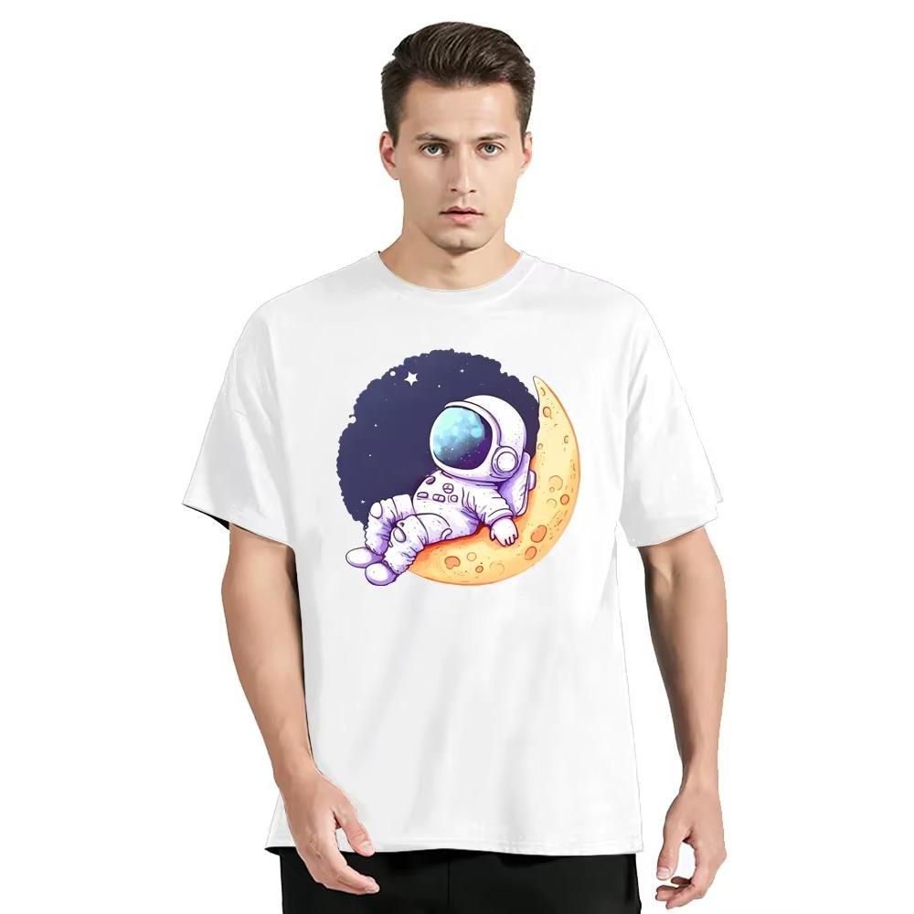 Astronaut Funny Print T-shirt Summer Fashion Casual T Shirt Loose New Men's Clothing Hip Hop Oversized Tshirt  O-neck Tops