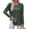 Women's Winter Tops Long Sleeve T-Shirt Round Neck Solid Color Fashion Button Tops