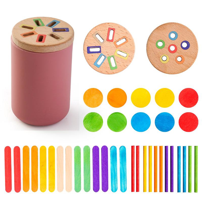 Baby Montessori Toys Rainbow Color Sorting Fine Motor Toy Shape Matching Sensory Toys Early Educational Puzzle Toys For Toddlers