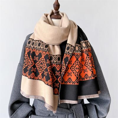 Bufanda de cachemira de invierno para mujer, pashmina floral, chales y envolturas de marca de lujo, bufanda, hijab, estolas de viaje, manta cálida