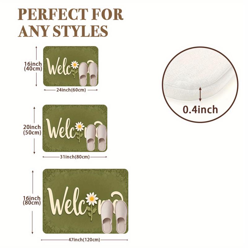 VIKAMA Daisy Welcome Doormat: Noise-Reducing, Comfortable Entryway Mat for Front Doors, Hallways, Bathrooms, and Home Decor