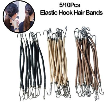 5/10Pcs Rubber Elastic Ponytail Hair Bands Double Hooks Hair Bands  Ponytail Headwear