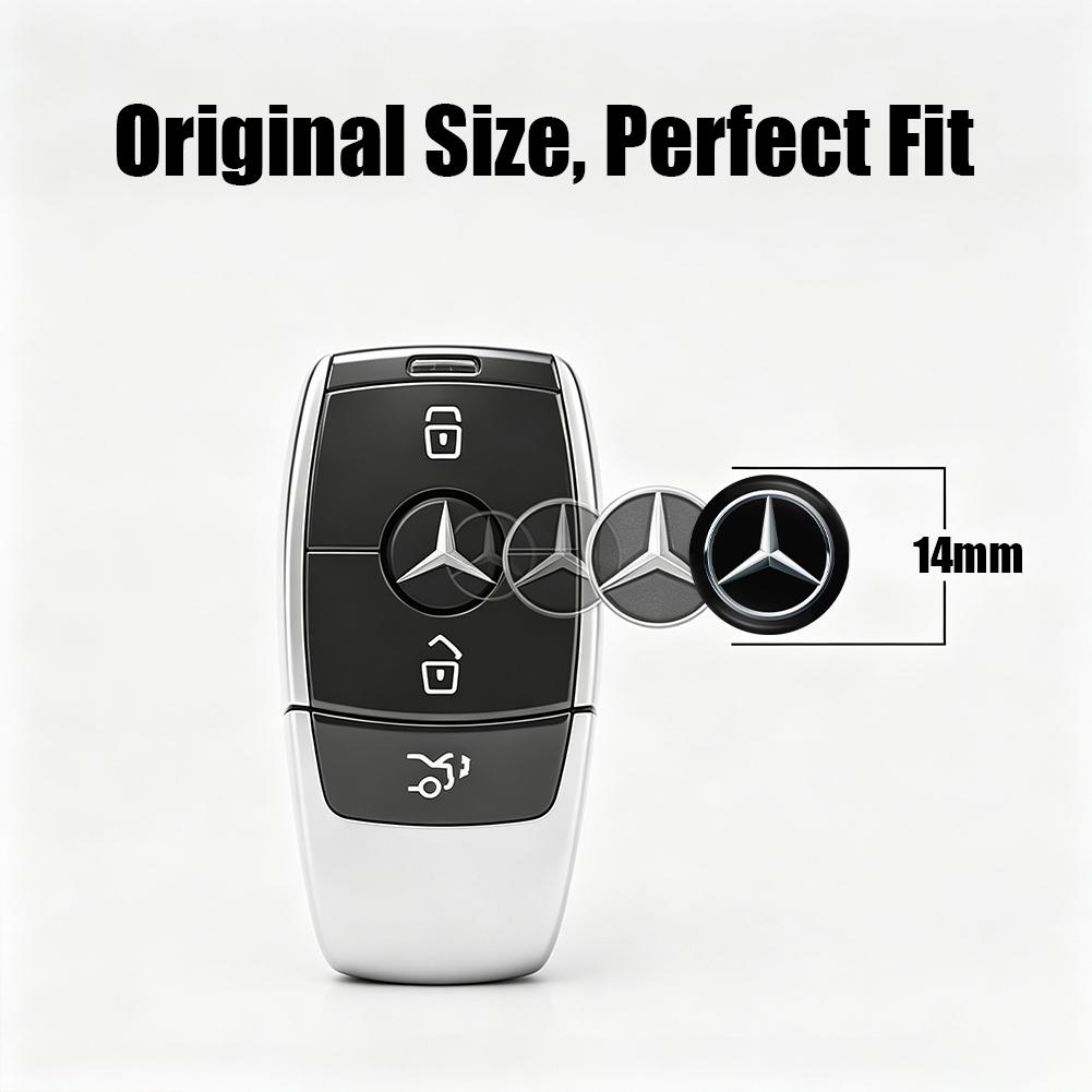 MEA4   14mm Car Key 3D Aluminum Logo Replacement Sticker Accessories For Mercedes-Benz GLC X253 X254 C-Class W205 W206 A-Class W177 GLA