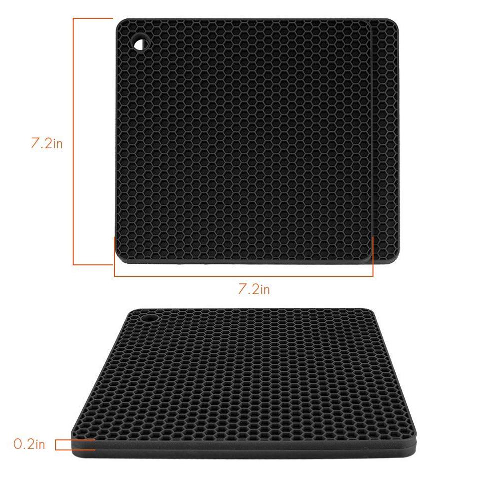 High Temperature Resistant Thermal Insulation Square Honeycomb Silicone Pot Mat 7.2 x 7.2 x 0.2in