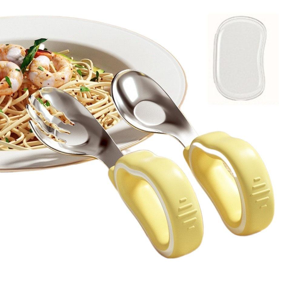 

2Pcs Silicone Handle Baby Cutlery 316 Stainless Steel Child Tableware Toddler Learn To Eat