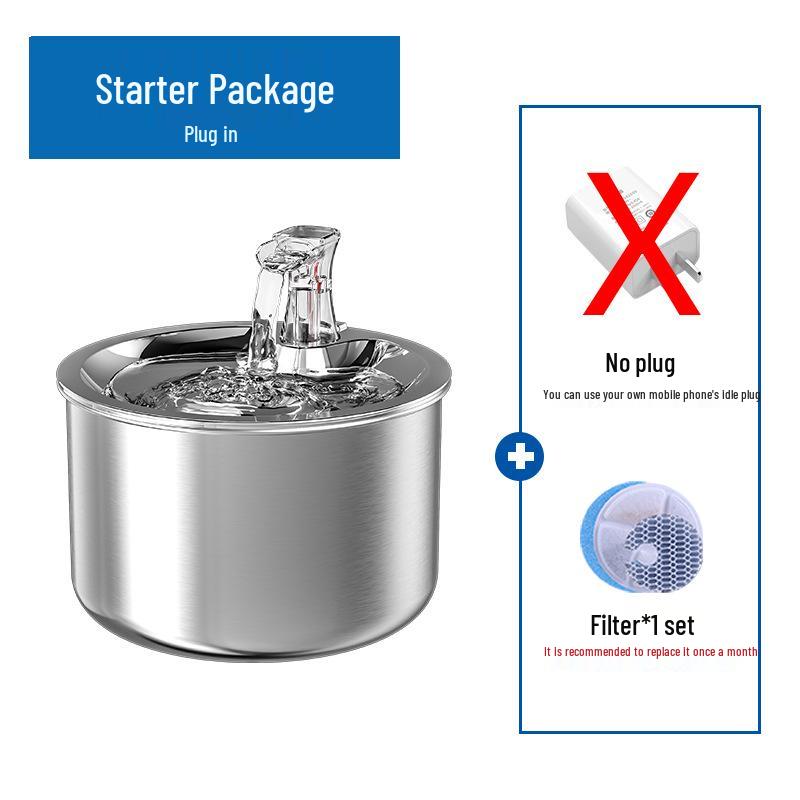 Stainless Steel Automatic Cat & Dog Water Fountain with Smart Circulation and Filtration