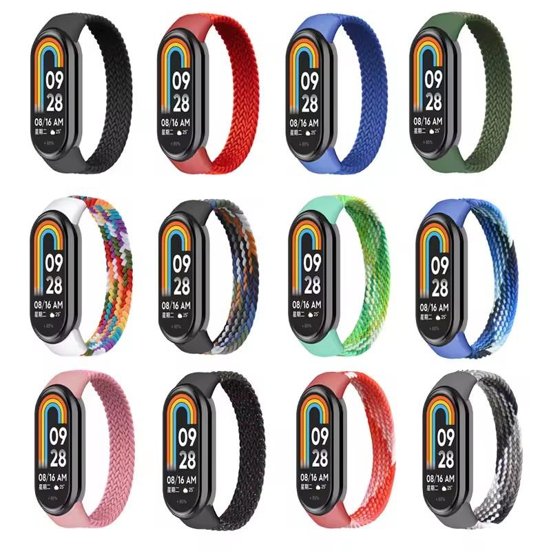 Pletený řemínek pro Xiaomi Mi Band 9 8 Elastický nylonový náramek na hodinky Correa Náhradní poutko pro Xiomi Miband 9 8 Příslušenství