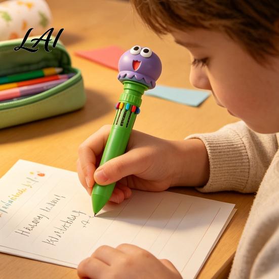 Student Prizes for Classroom 10 in 1 Cartoon Ballpoint Pen Multicolor Press Retractable Pens Back to School Supplies Kids Smooth Writing Stationery