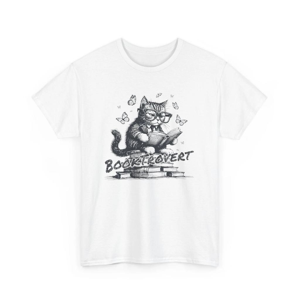 Buchliebhaber T-Shirt | Lustiges Lese-Shirt | Buchwurm Lesende Katze T-Shirt