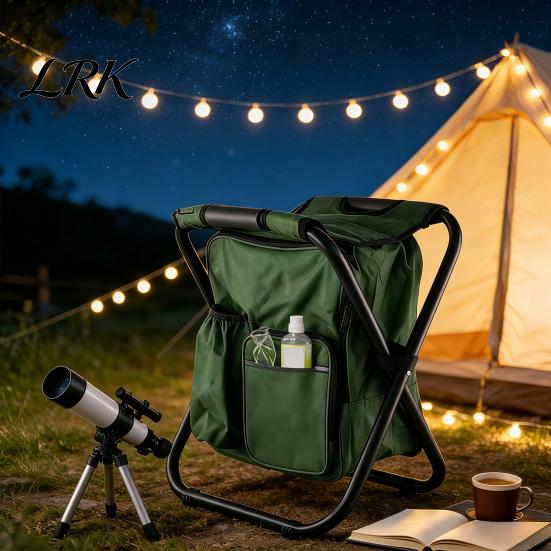 Portable Folding Stool with Cooler Backpack, Heavy Duty Collapsible Camping Seat Stool, Lightweight for Fishing, Hunting, Camping, Travel Insulated