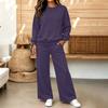 Conjunto Informal Cómodo de Sudadera y Pantalones para Mujer con Cuello Redondo y Bolsillos para Otoño Invierno
