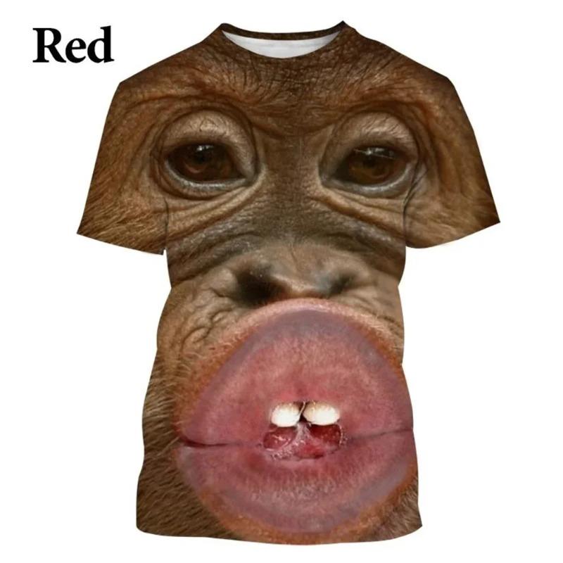 Lässiges Herren 3D Design Parodie Gorilla Lustiges Affen T-Shirt Lustiger Schmollmund Affe 3D Druck Sommer Kurzarmshirt Kinder
