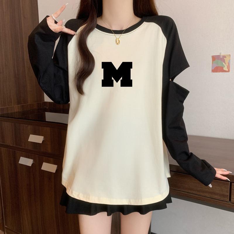 Plus Size Women's Autumn Hollow Out Long Sleeve with A Base Top