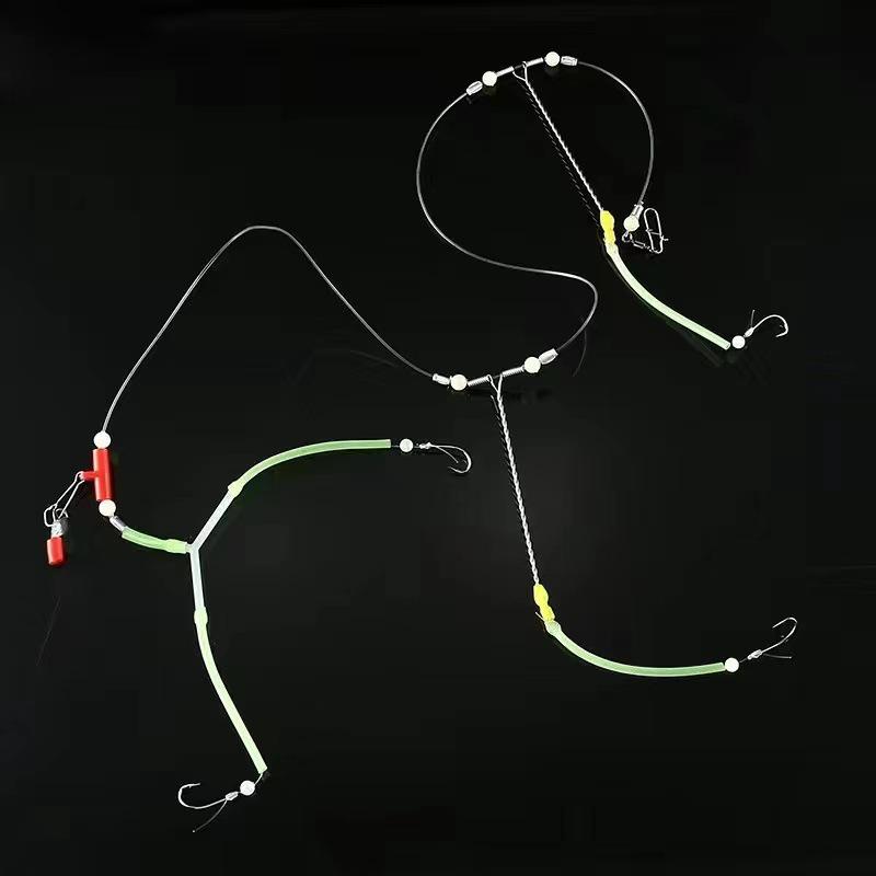 Boat Fishing Grouper Set: Balance Rig, Maruseiro Hook, Long Cast, Anti-Tangle Accessories 4 Hooks Rig 15# No Sinker