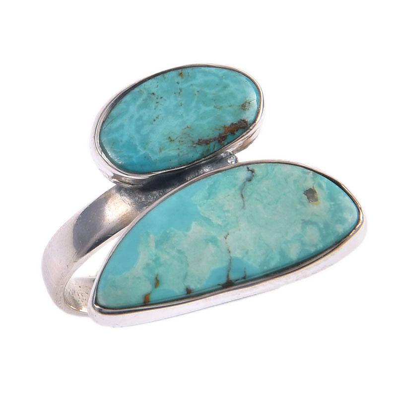 Natural Tibetan Turquoise Gemstone 925 Sterling Silver Jewelry Ring S.8.5 L2r24