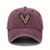 Valentine's Day Leopard Print Heart Print Retro Lightweight Washable Adjustable Baseball Cap Women's Sun Hat