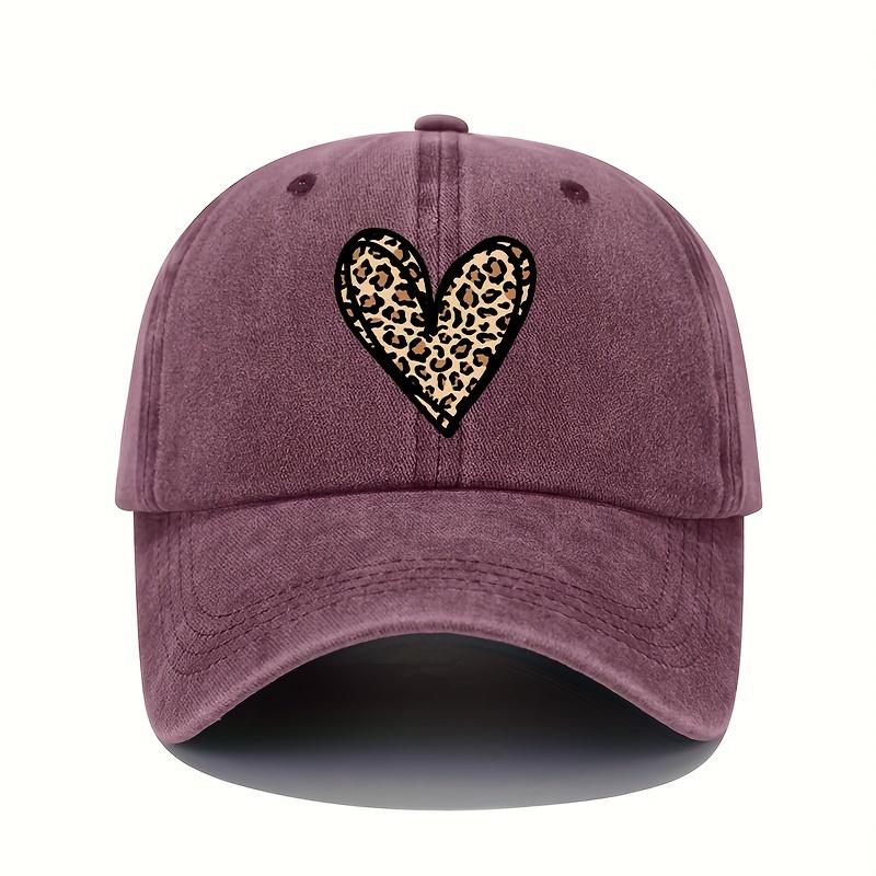 Valentine's Day Leopard Print Heart Print Retro Lightweight Washable Adjustable Baseball Cap Women's Sun Hat