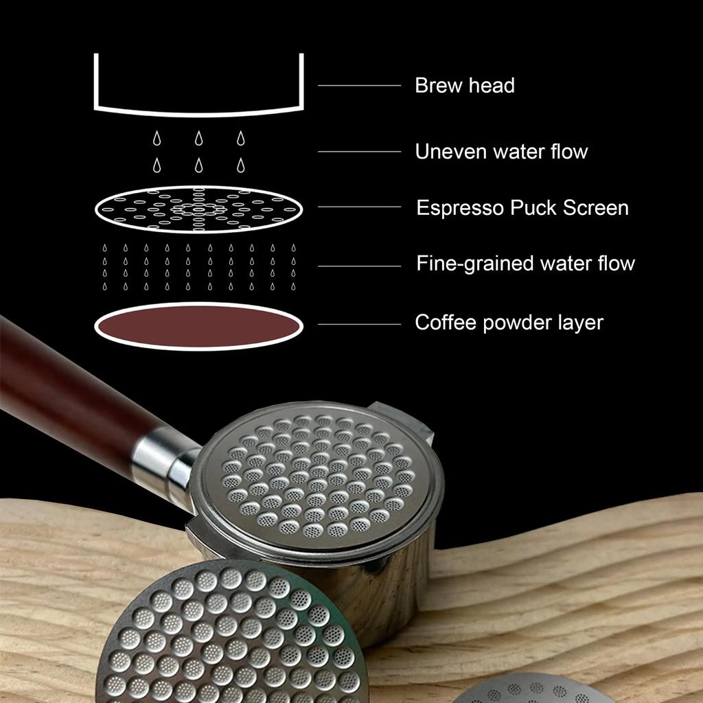 1pcs 304 Stainlesss Steel Reusable Espresso Puck Screen,51/53/58mm Mesh Filter for Portafilter,Barista Coffee Making Accessories
