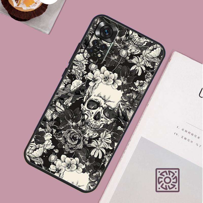 Gothic Floral Skull Case For Xiaomi Redmi Note 14 Pro 13 12 11 10 15 Pro Plus Redmi 15 15C 14C 13C 10C 12C Cover