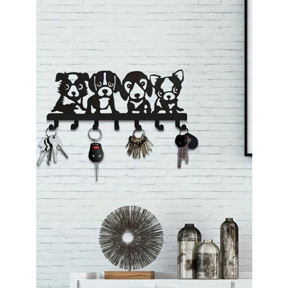 Black Metal Kitchen Towel Hook, Cute Puppy Shaped Wall Decor, Creative Gift for Dog Lovers