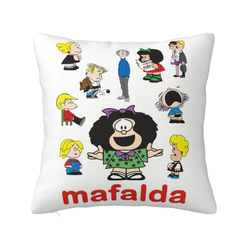 Custom Mafalda Kawaii Vintage Quino Comic Cartoon Mang Anime Modern Throw Pillow Covers Bedroom Decoration Chair Cushion